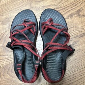 Chaco Red and Black Adventure Sandals